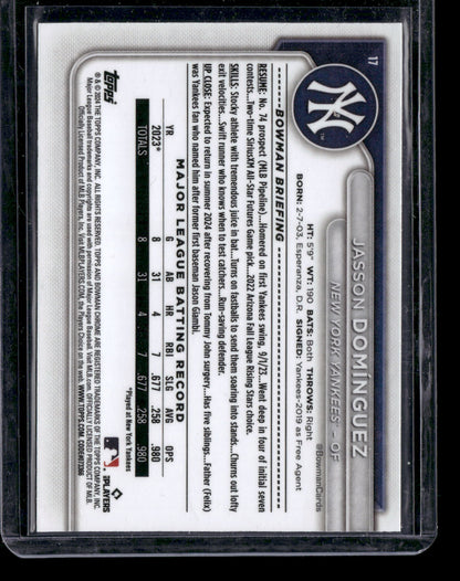 2024 Bowman Chrome Jasson Domínguez #17 Mega Box Mojo Refractor RC