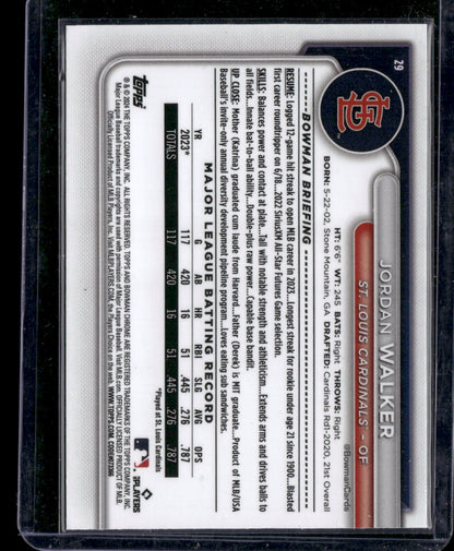 2024 Bowman Chrome Jordan Walker #29 Mega Box Mojo Refractor