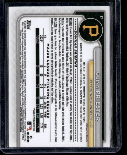 2024 Bowman Chrome Quinn Priester #67 Mega Box Mojo Refractor RC