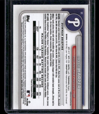 2024 Bowman Chrome Bryce Harper #37 Mega Box Mojo Refractor