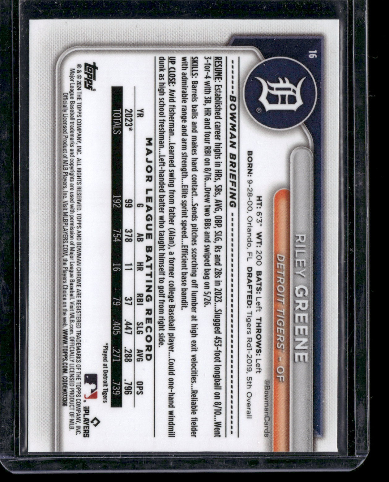 2024 Bowman Chrome Riley Greene #16 Mega Box Mojo Refractor