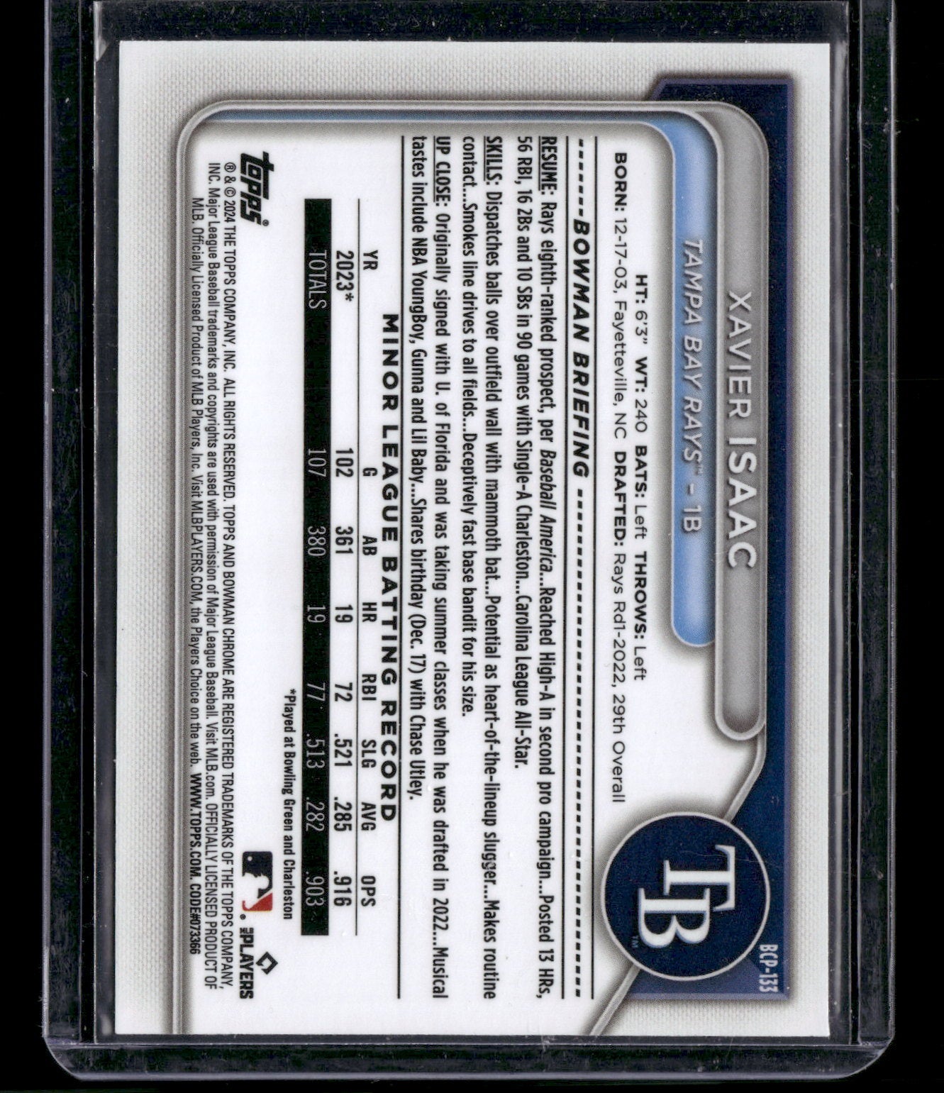 2024 Bowman Chrome Xavier Isaac #BCP-135 Mega Box Mojo Refractor