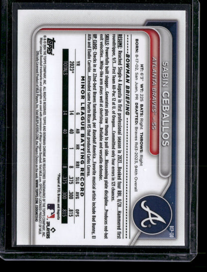 2024 Bowman Chrome Sabin Ceballos #BCP-130
