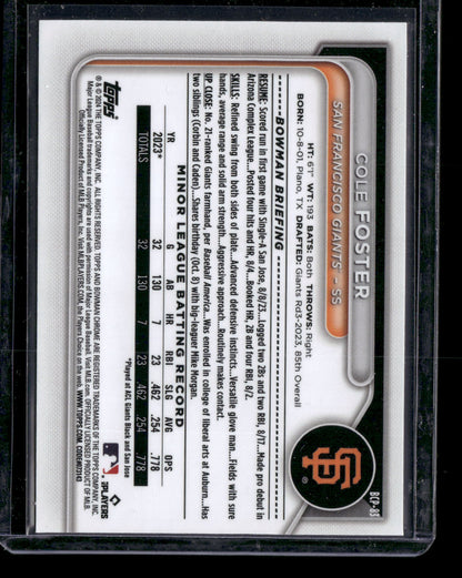 2024 Bowman Chrome Cole Foster #BCP-83