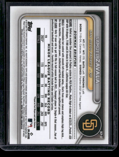 2024 Bowman Chrome Samuel Zavala #BCP-57