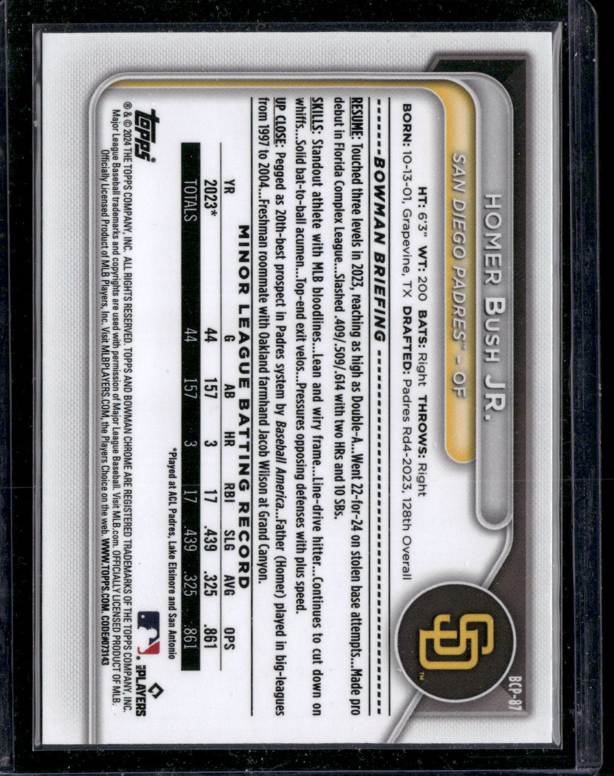 2024 Bowman Chrome Homer Bush Jr. #BCP-87