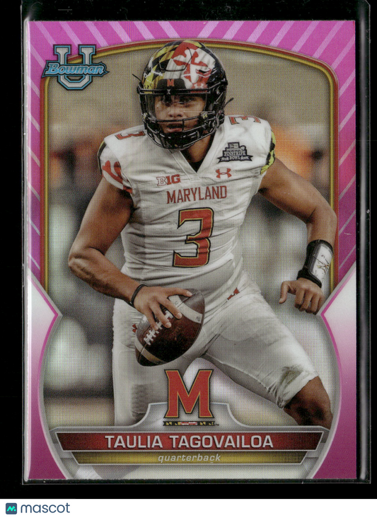 2022 Bowman Chrome University Football Taulia Tagovailoa #3 Pink Refractor