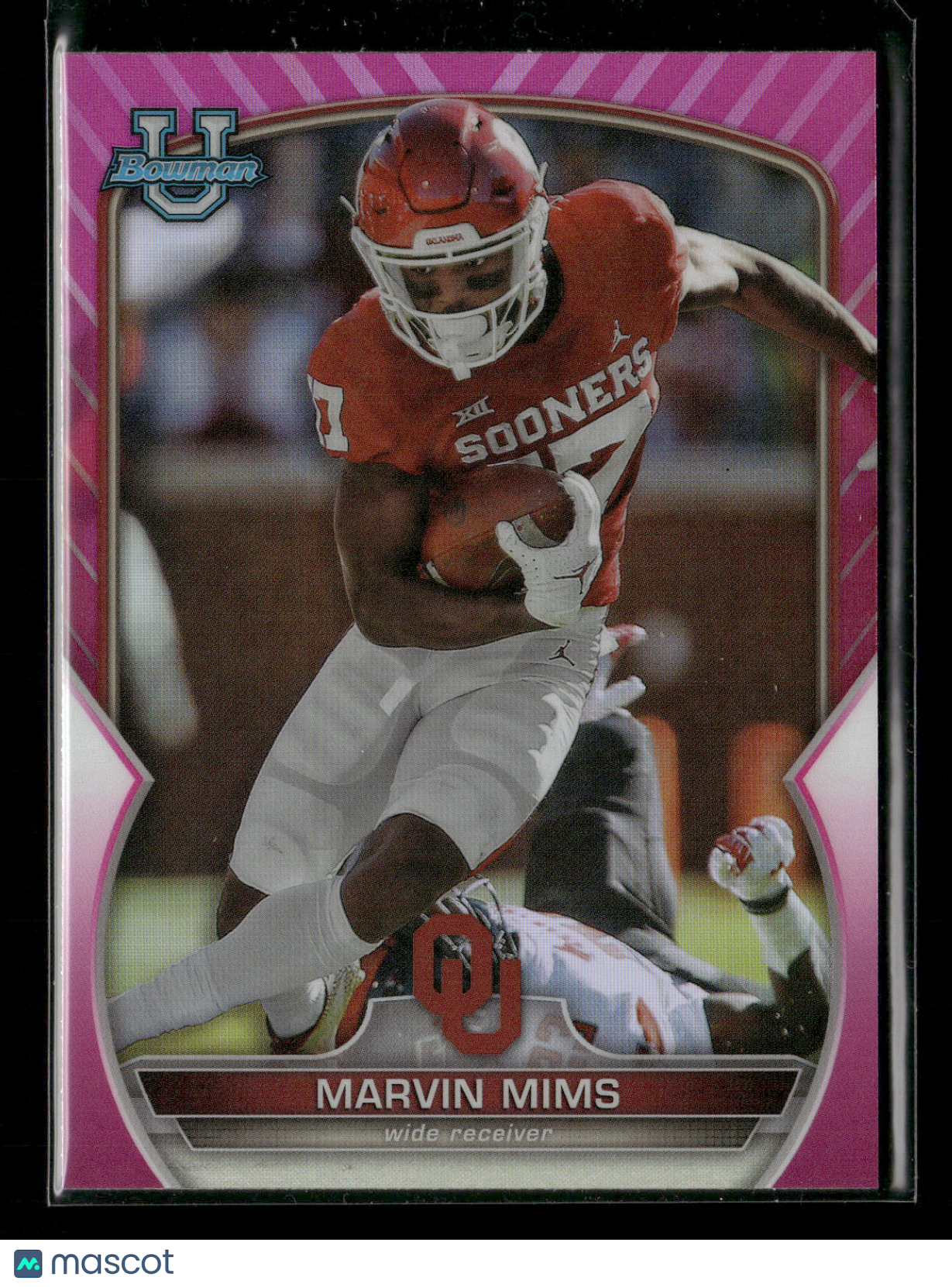 2022 Bowman Chrome University Football Marvin Mims #4 Pink Refractor