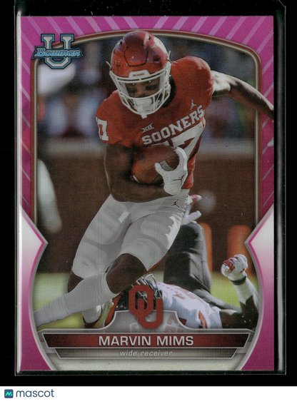 2022 Bowman Chrome University Football Marvin Mims #4 Pink Refractor