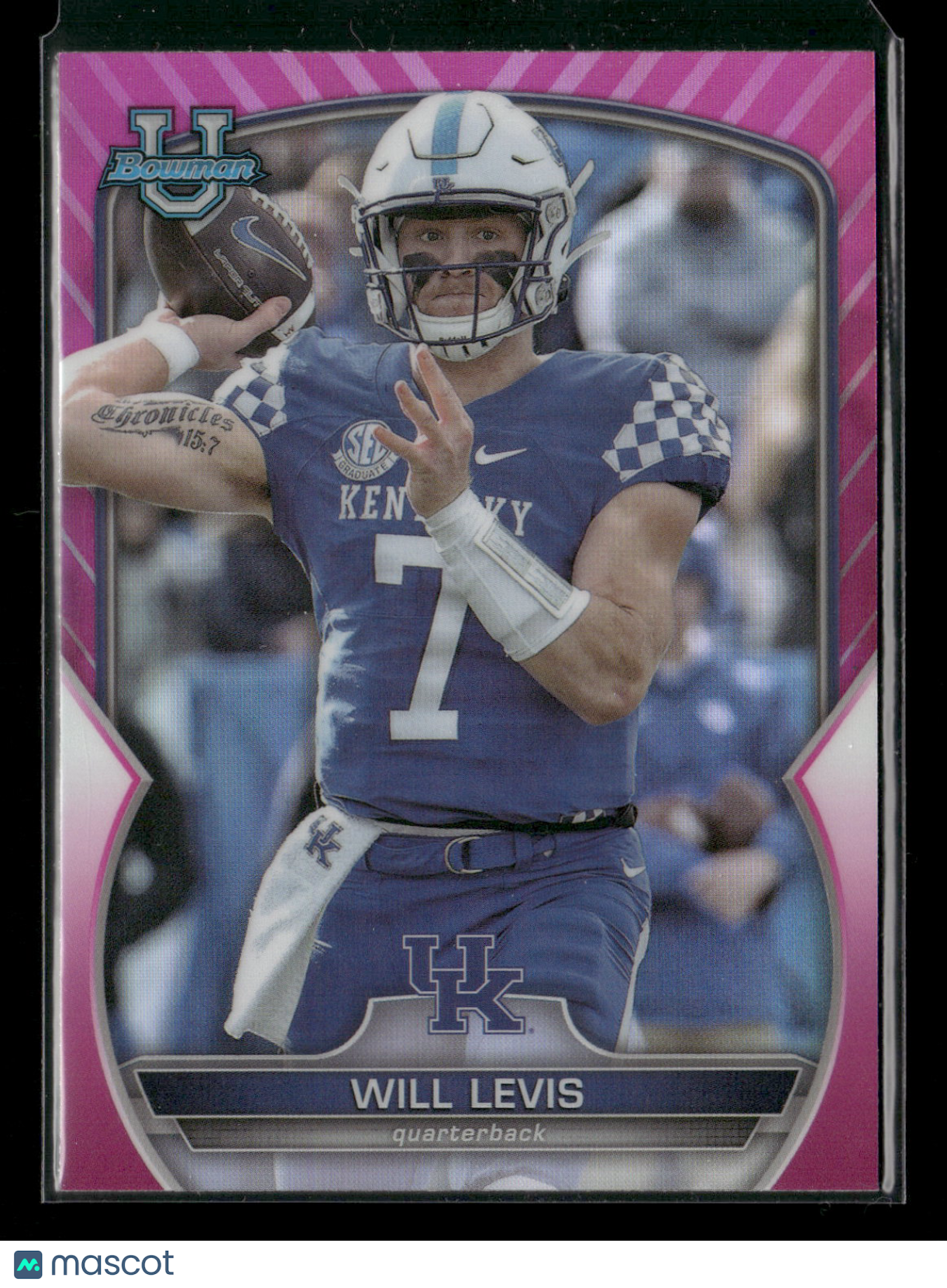 2022 Bowman Chrome University Football Will Levis #5 Pink Refractor