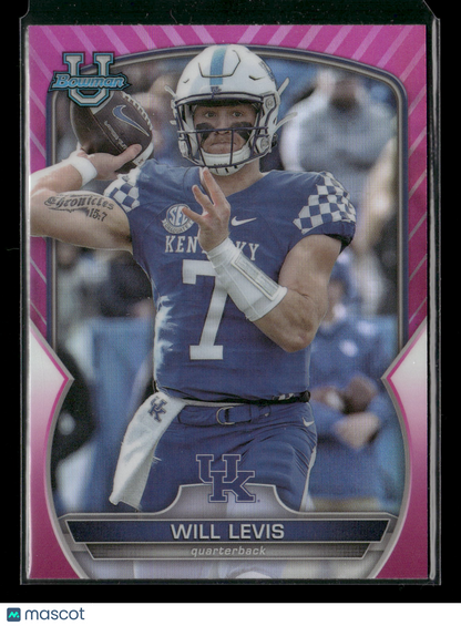 2022 Bowman Chrome University Football Will Levis #5 Pink Refractor