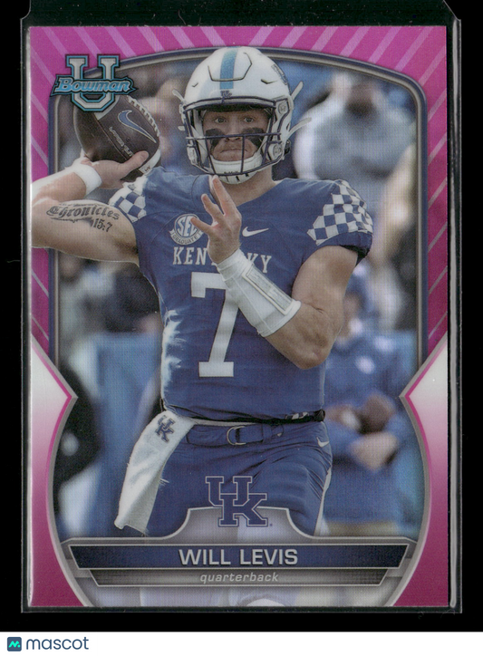 2022 Bowman Chrome University Football Will Levis #5 Pink Refractor