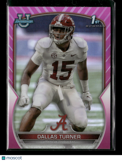 2022 Bowman Chrome University Football Dallas Turner #6 Pink Refractor 1st Bowman