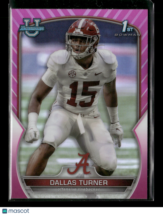 2022 Bowman Chrome University Football Dallas Turner #6 Pink Refractor 1st Bowman