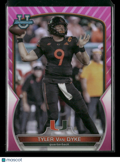 2022 Bowman Chrome University Football Tyler Van Dyke #7 Pink Refractor