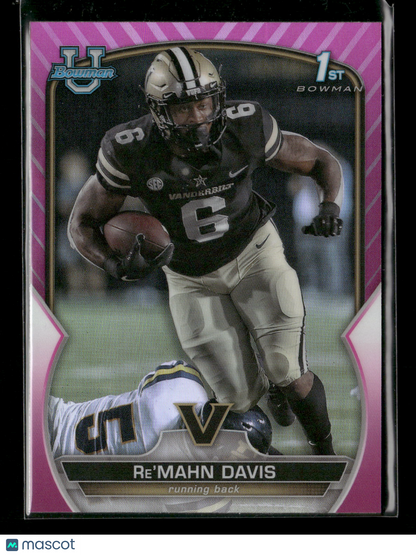 2022 Bowman Chrome University Football Re'Mahn Davis #8 Pink Refractor 1st Bowman