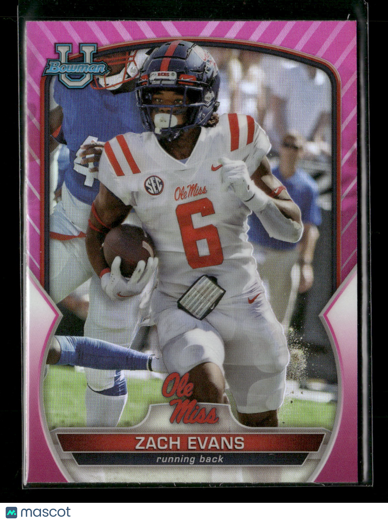 2022 Bowman Chrome University Football Zach Evans #10 Pink Refractor