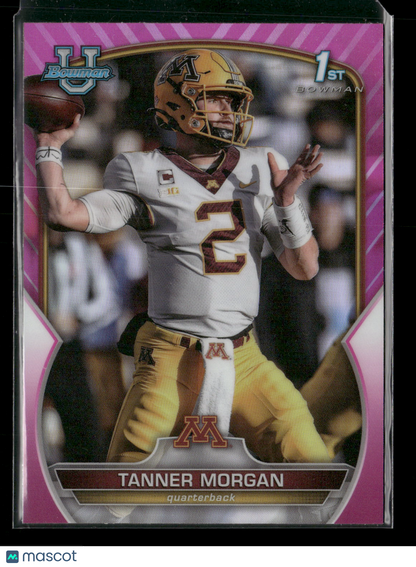 2022 Bowman Chrome University Football Tanner Morgan #11 Pink Refractor 1st Bowman