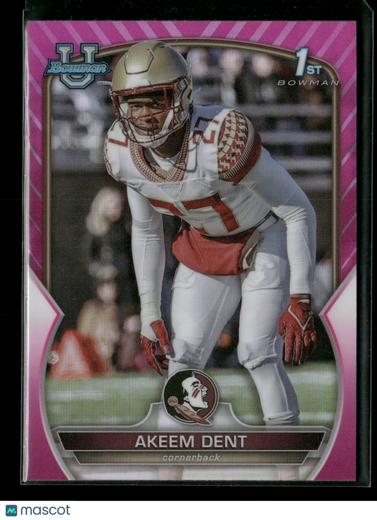 2022 Bowman Chrome University Football Akeem Dent #13 Pink Refractor
