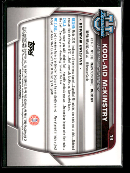 2022 Bowman Chrome University Football Kool-Aid McKinstry #14 Pink Refractor 1st Bowman