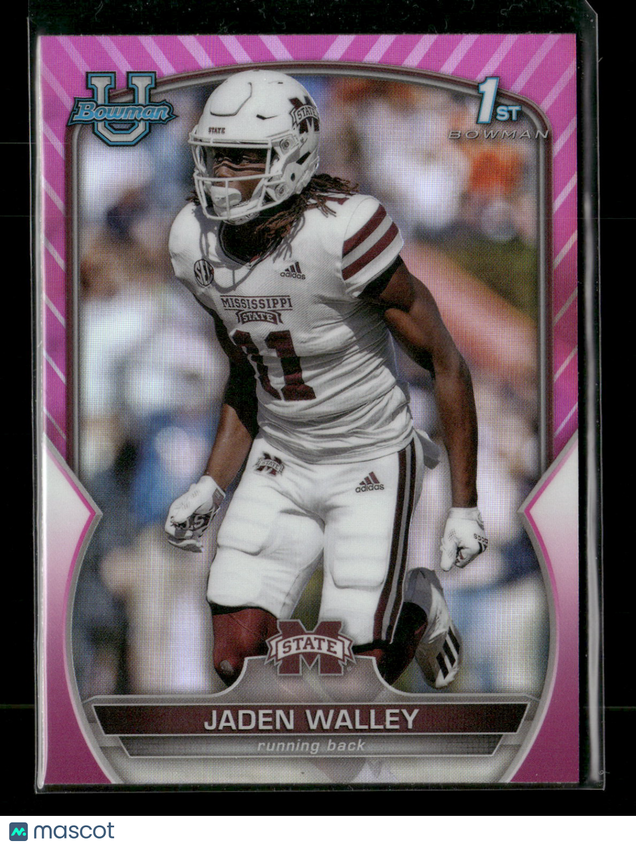 2022 Bowman Chrome University Football Jaden Walley #15 Pink Refractor 1st Bowman