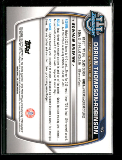 2022 Bowman Chrome University Football Dorian Thompson-Robinson #16 Pink Refractor 1st Bowman