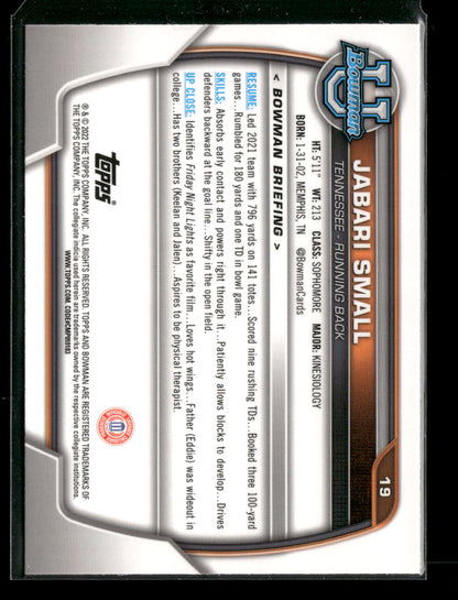 2022 Bowman Chrome University Football Jabari Small #19 Pink Refractor 1st Bowman