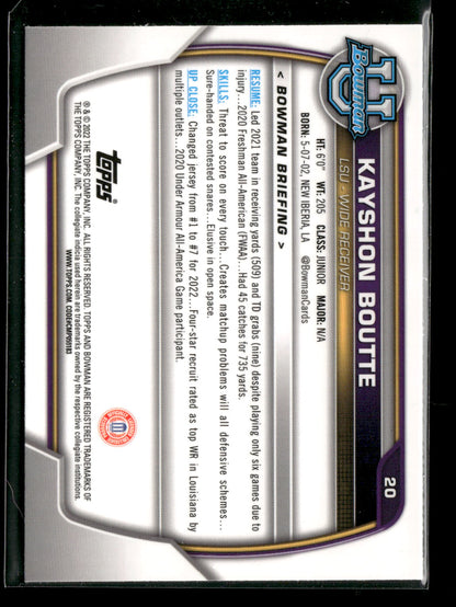 2022 Bowman Chrome University Football Kayshon Boutte #20 Pink Refractor