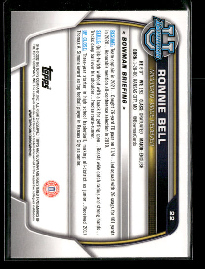 2022 Bowman Chrome University Football Ronnie Bell #22 Pink Refractor 1st Bowman