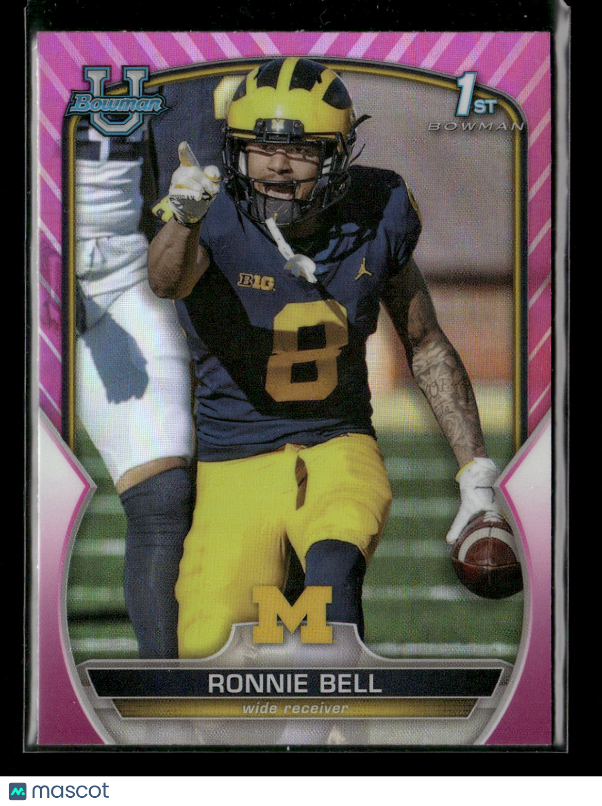 2022 Bowman Chrome University Football Ronnie Bell #22 Pink Refractor 1st Bowman