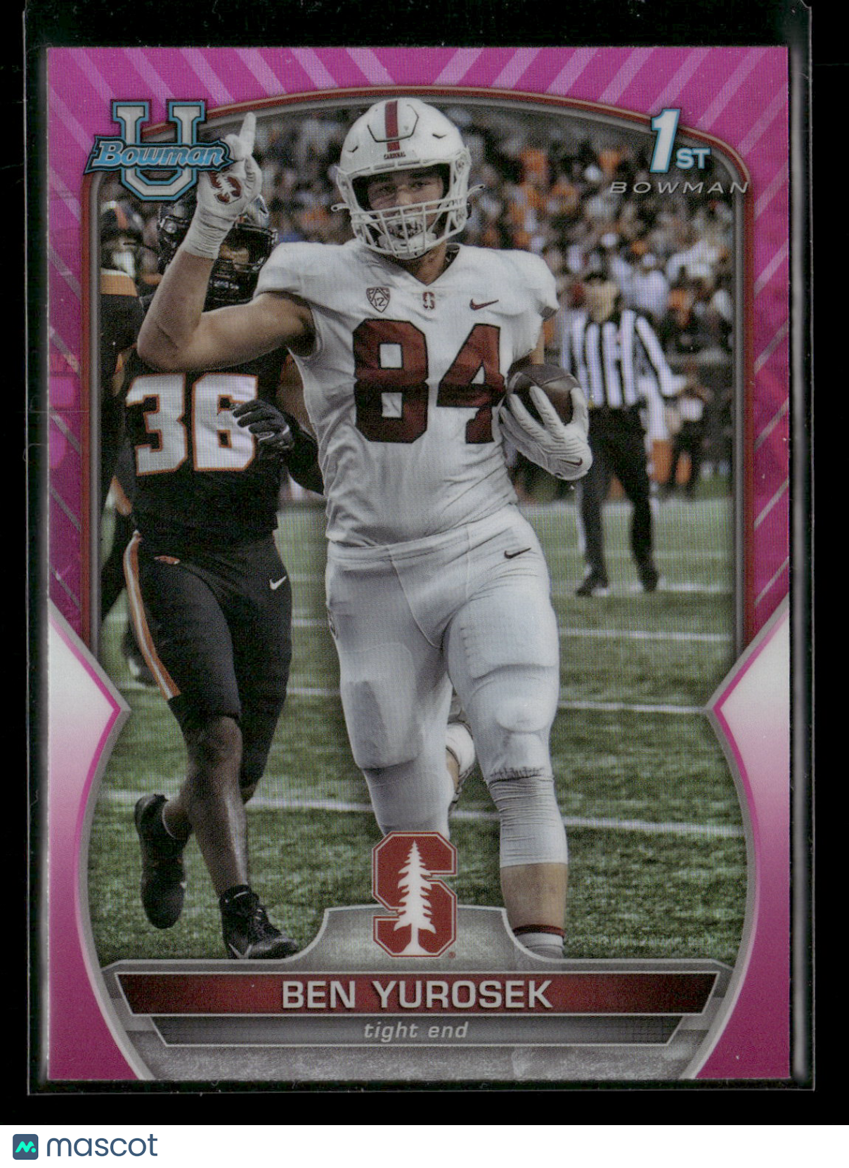 2022 Bowman Chrome University Football Ben Yurosek #23 Pink Refractor 1st Bowman