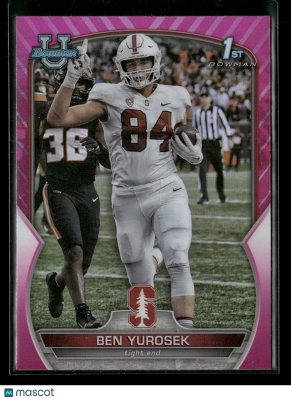2022 Bowman Chrome University Football Ben Yurosek #23 Pink Refractor 1st Bowman