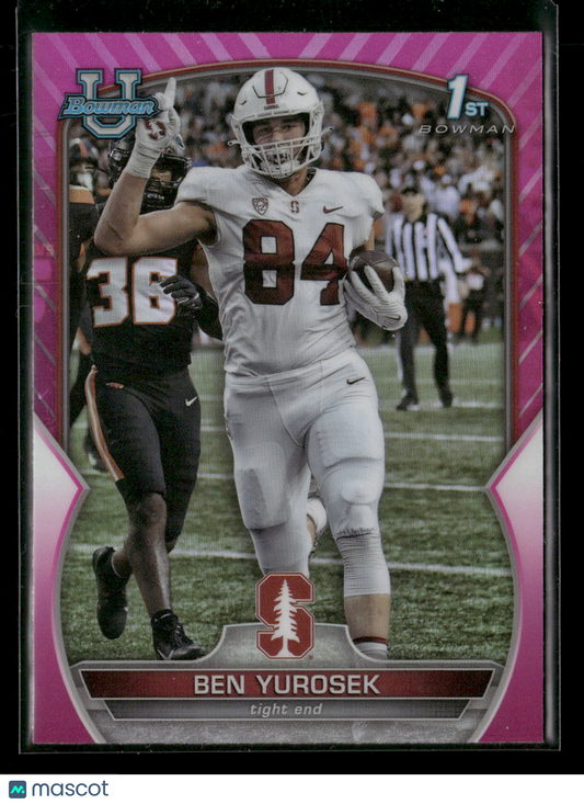 2022 Bowman Chrome University Football Ben Yurosek #23 Pink Refractor 1st Bowman