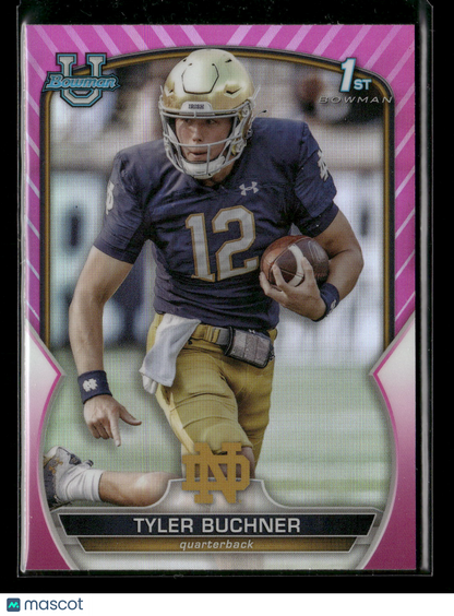 2022 Bowman Chrome University Football Tyler Buchner #24 Pink Refractor 1st Bowman