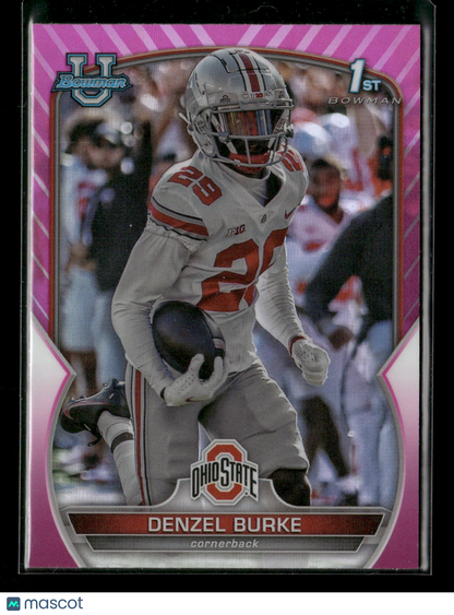 2022 Bowman Chrome University Football Denzel Burke #25 Pink Refractor 1st Bowman