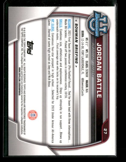 2022 Bowman Chrome University Football Jordan Battle #27 Pink Refractor