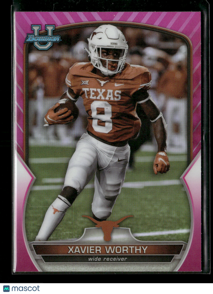 2022 Bowman Chrome University Football Xavier Worthy #29 Pink Refractor