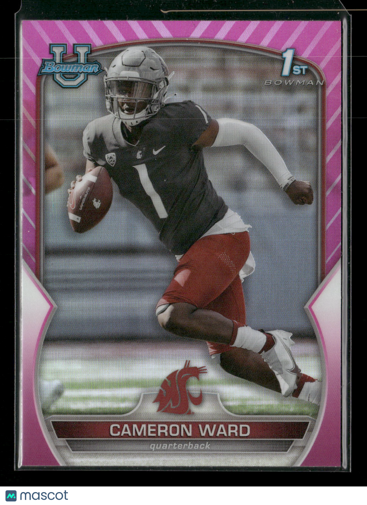 2022 Bowman Chrome University Football Cameron Ward #34 Pink Refractor 1st Bowman