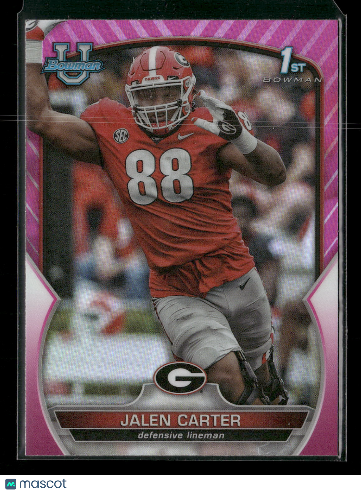 2022 Bowman Chrome University Football Jalen Carter #37 Pink Refractor 1st Bowman