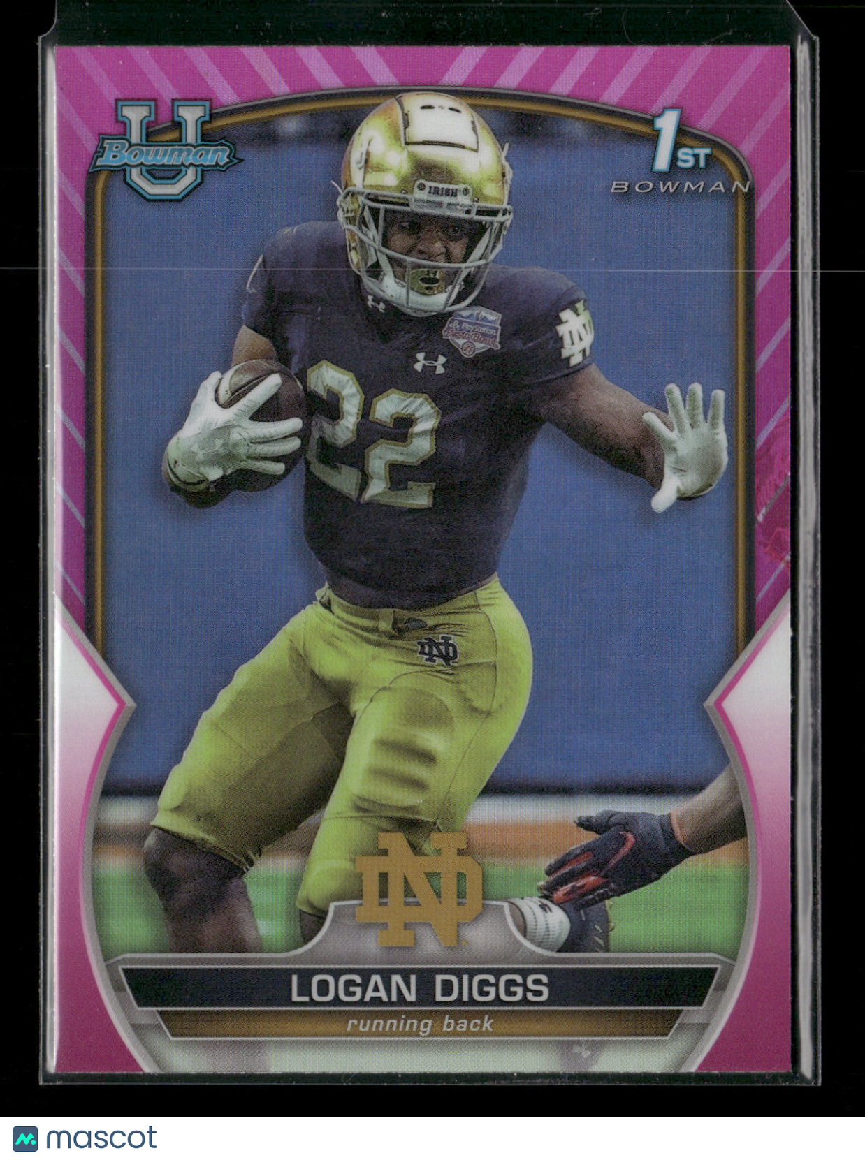 2022 Bowman Chrome University Football Logan Diggs #38 Pink Refractor 1st Bowman
