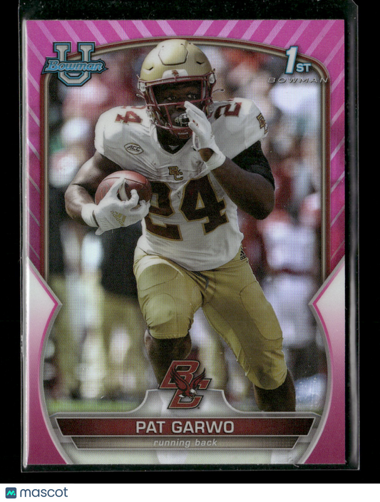 2022 Bowman Chrome University Football Pat Garwo #40 Pink Refractor 1st Bowman