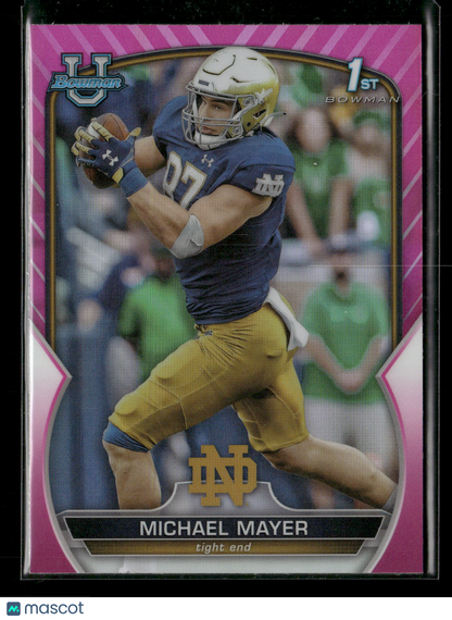 2022 Bowman Chrome University Football Michael Mayer #41 Pink Refractor 1st Bowman