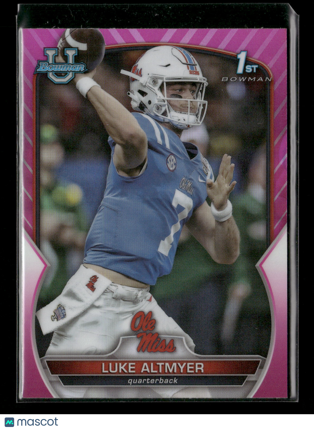 2022 Bowman Chrome University Football Luke Altmyer #43 Pink Refractor 1st Bowman