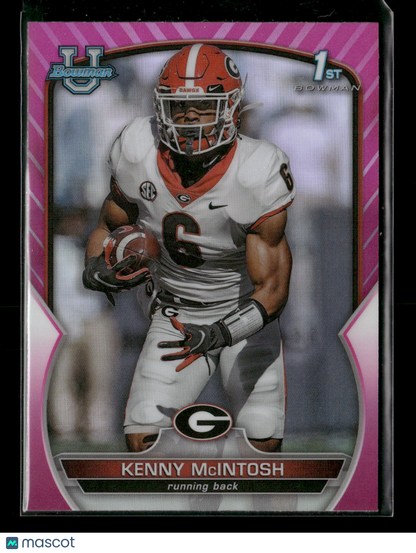 2022 Bowman Chrome University Football Kenny McIntosh #44 Pink Refractor 1st Bowman