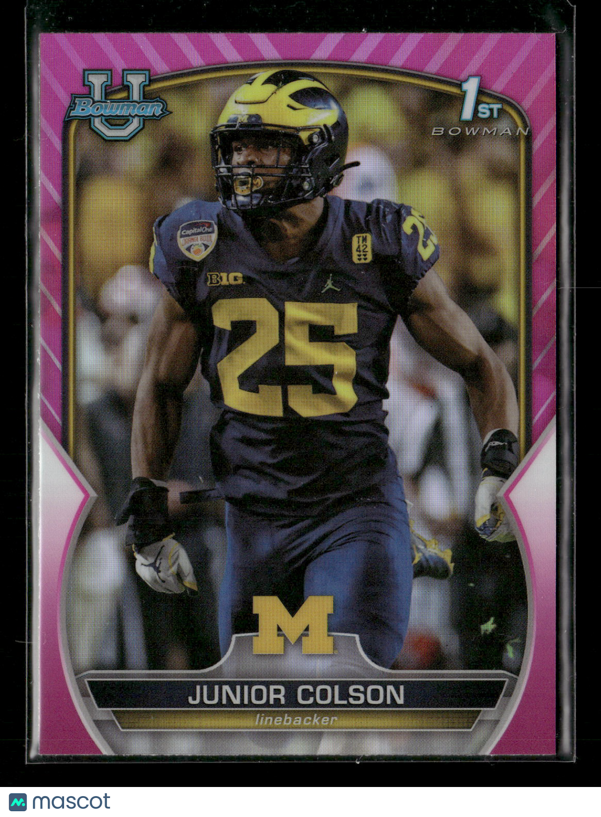 2022 Bowman Chrome University Football Junior Colson #47 Pink Refractor 1st Bowman