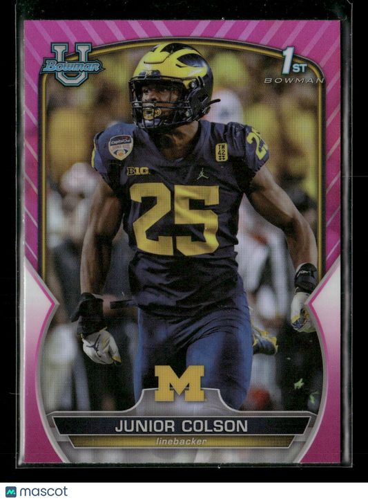 2022 Bowman Chrome University Football Junior Colson #47 Pink Refractor 1st Bowman