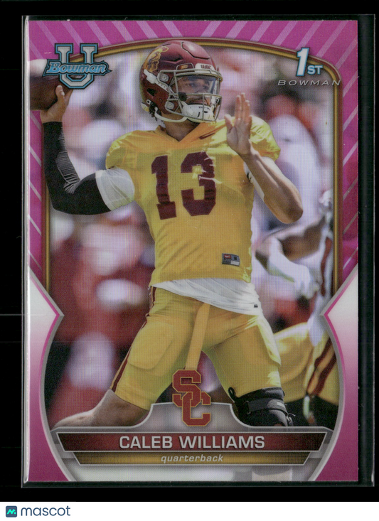 2022 Bowman Chrome University Football Caleb Williams #50 Pink Refractor 1st Bowman