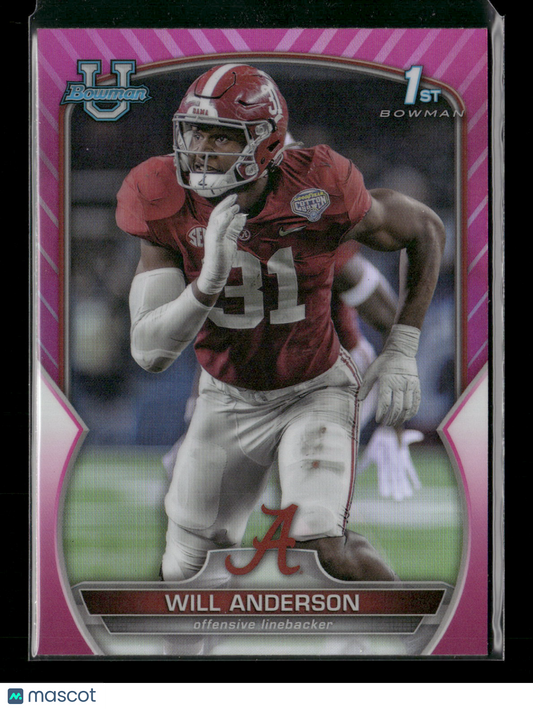 2022 Bowman Chrome University Football Will Anderson #52 Pink Refractor 1st Bowman
