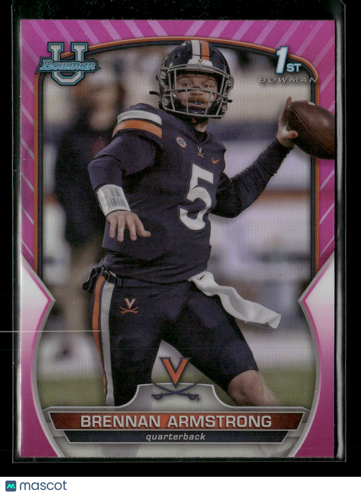 2022 Bowman Chrome University Football Brennan Armstrong #53 Pink Refractor 1st Bowman