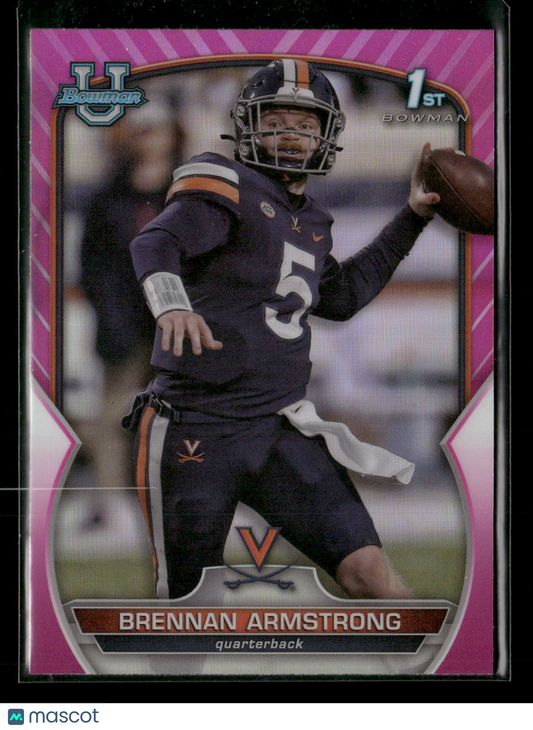 2022 Bowman Chrome University Football Brennan Armstrong #53 Pink Refractor 1st Bowman